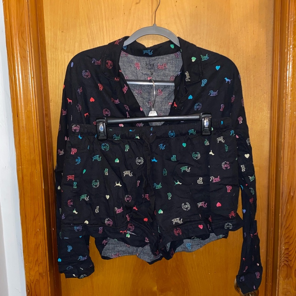 PINK VS rainbow black sleepwear set